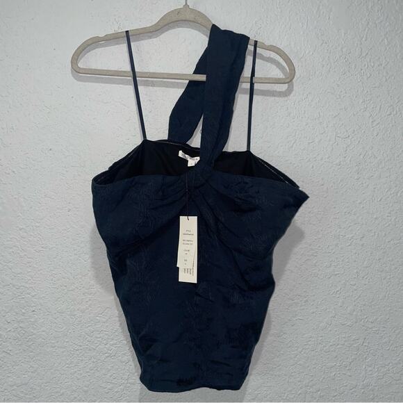 Veronica Beard Belinda Ink One-Shoulder Jacquard NWT Linen Top Size 12 - Picture 5 of 7